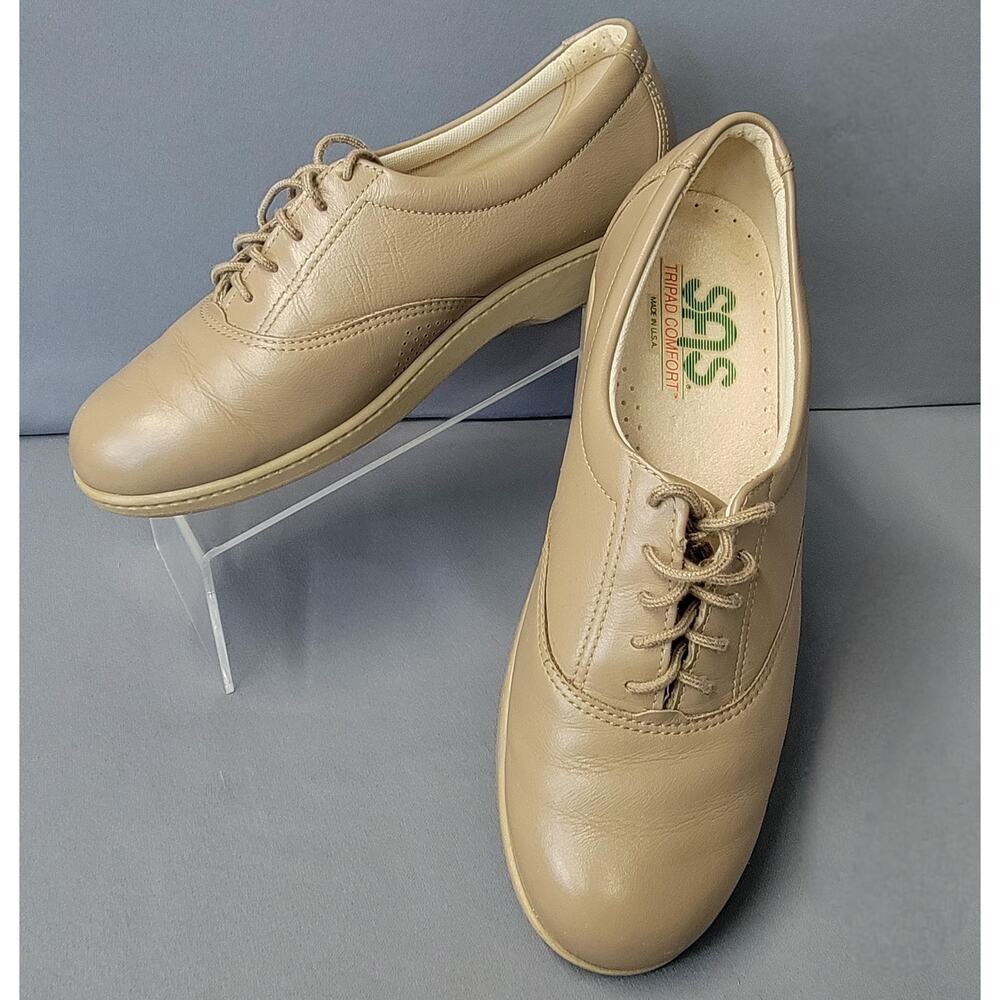 SAS Oxford Tripad Comfort Shoes Womens 7.5 N Beige Lace Soft Step USA